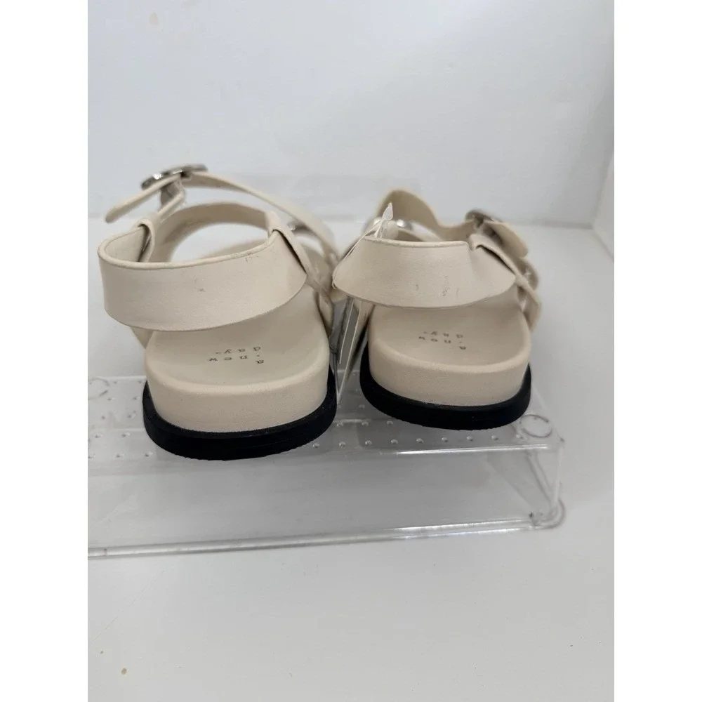 A New Day Penelope Sandals Womens 7 Bone Off White Slip On Flat NWT